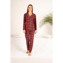 Estiva Ekose Desenli Düğmeli Biyeli Pijama Takımı