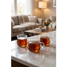 Evyeri 3'lü Borosilikat Cam Kupa Seti 160 ml – Şeffaf Ince Cam Kahve Fincanı – Çay, Türk Kahvesi, Espresso, Bitki Çayı ve Sunum Bardağı