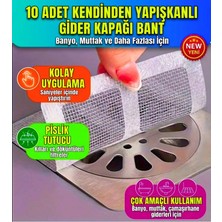 Tasarım Evi 10 Adet Gider Kapatıcı Pislik Tutucu Kendinden Yapışkanlı Banyo Gider Kapağı Çok Amaçlı Bant