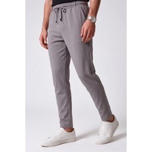 Veleno Erkek Gri Pantolon Bel Lastikli Likralı Diz Izi Yapmayan Regular Fit Günlük Bağcıklı Jogger Stil