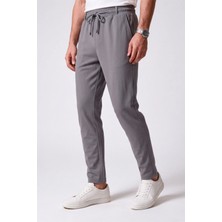 Veleno Erkek Füme Pantolon Bel Lastikli Likralı Diz Izi Yapmayan Regular Fit Günlük Bağcıklı Jogger Stil