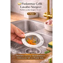 Tasarım Evi Tüm Lavabolara Uygun Paslanmaz Çelik Lavabo Süzgeci 7,5 cm Evye Süzgeç