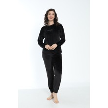 Estiva Kadın Kışlık Perfect Yazılı Soft Kadife Pijama Takımı