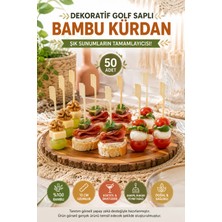Open City 50’li Dekoratif Golf Saplı Bambu Kürdan 12CM Kanepe Parti Davet Sunum Kokteyl Aperatif Kürdan Seti