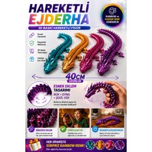 Milena Life Açık Ton Renk Kristal Ejderha 40 cm – Rainbow Renk Geçişli Hareketli Eklemli 3D Baskı Figür Oyuncak - 1 Adet
