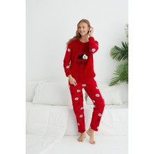 Estiva Kadın Kışlık Panda Desenli Polar Pijama Takımı