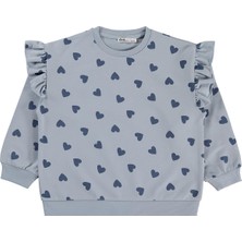 Civil Girls Kalp Desenli 6-9 Yaş Sweatshirt - Mavi