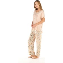 Feyza Çiçek Desenli Rahat Kalıp Kısa Kol Kadın Pijama