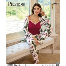 Pijamoni Sabahlıklı Kadın Pijama Takımı 3 Parça