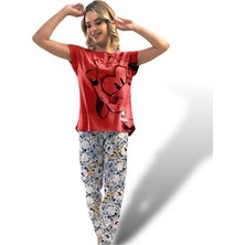 Vienetta Kısa Kol Kırmızı Kadın Pijama Takımı