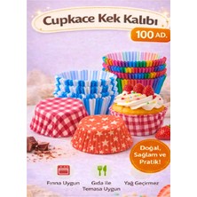 Tasarım Evi 100 Adet Muffin Cupcake Kağıdı, Renkli Kağıt Muffin Kek Kalıbı Desenli
