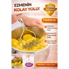 Pratik 24 cm Lüks Paslanmaz Metal Patates Ezici | Patates Ezici Püre Yapıcı(Renkli Sap)