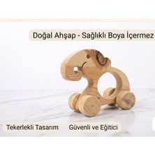 Woodifay Atölye Woodify Atölye Doğal Ahşap Tekerlekli Fil Oyuncak - Bebek ve Çocuk Eğitici Montessörı Oyuncak