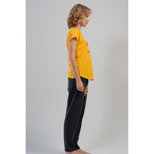 Vienetta Limited Edition Sarı Kısa Kol Kadın Pijama Takımı