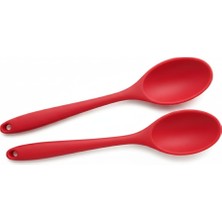 Vera Concept Store Silikon Mama Kaşığı – Isıya Dayanıklı, Çizmez, Askılı Tek Parça Tasarım Adet ve Renk Seçenekli (2, Kırmızı)