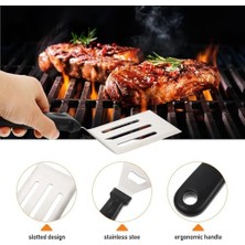 Vera Concept Store Paslanmaz Çelik Geniş Mutfak Spatulası - Isıya Dayanıklı Sert Plastik Saplı Krep ve Omlet Çevirici, Esnek Balık ve Izgara Spatulası
