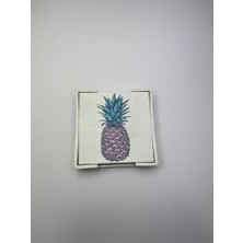 Vera Concept Store 6’lı Ahşap Bardak Altlığı Seti (Kutulu - Ananas Desenli)