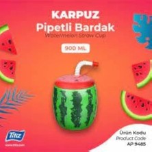 Vera Concept Store Marka Karpuz Desenli Pipetli Bardak, 900 ml Kapasiteli, Çok Renkli