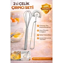 Tasarım Evi 2'li Metal Çırpıcı Seti Pasta Kek Çırpma Teli Paslanmaz Metal