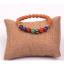 Taş Sandığı Çakra Taşlarından Bileklik ( 8 mm ) - Rudraksha Tohumlu -