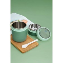 Vera Concept Store 304 Çelik Çift Katlı 680 ml Yeşil Yemek Mama Saklama Kabı (Sıcak Tutmaz) MT249YS