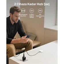 Vera Concept Store 2 Bağlantı Noktalı Usb-C Şarj Cihazı 50 W, 2x Usb-C Çift Bağlantı Noktalı Gan Şarj Cihazı, Macbook, iPhone 17, iPad Pro, Chromebook, Galaxy S25 Ultra, Pixel 10 Vb. Için, Seyahat Için, Siyah