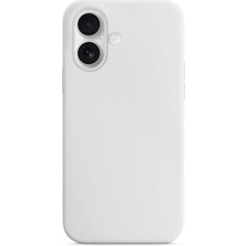 Vera Concept Store iPhone 16 Kılıf Ince Sıvı Silikon 3 Katmanlı Tam Kaplamalı Yumuşak Jel Kauçuk Mikrofiber Astar Kablosuz Şarj Destekli Gümüş