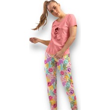 Vienetta Kısa Kol Pembe Kadın Pijama Takımı
