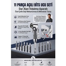 Transformacion 105° Açılı Matkap Adaptörü Seti – 1/4” Hex Şaftlı, 11 Parça Çok Fonksiyonlu Vidalama Uçları 722452