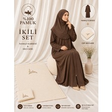 Defka Pamuklu Başörtülü Kadın Namaz Elbisesi ve Cep Seccadesi