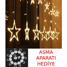 Alshop Perde Asma Aparatı Hediyeli 8 Fonksiyonlu Yıldız Perde Ledli 12 Sarkıt LED