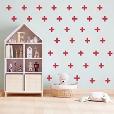 Bugy Bagy 5cm Ebadında Artı Şeklinde Duvar Sticker Seti - 125 Adet - Kırmızı