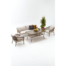 Divona Home Lujo Bahçe Balkon Oturma Grubu (3+1+1+Masa +2 Puf )