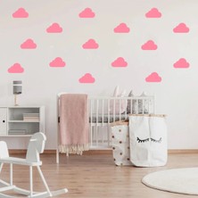 Bugy Bagy 7,5 cm Ebatlarında Farklı Şekillerde Bulut Duvar Sticker Seti - 72 Adet - Bebe Pembe