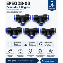 Firetech EPEG08-06 Pnömatik Epeg Yükseltici Düşürücü Tee 8 mm - 6 mm (5 Adet)