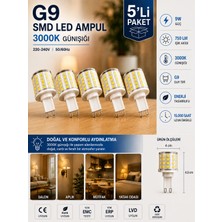 Avarson (5 ADET) 9W 750 Lm 3000K Günışığı G9 Smd LED Ampul