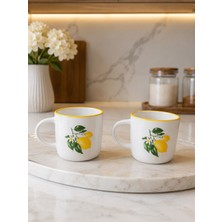 Evin Bizden Limon Desenli 2'li Kupa/mug/fincan Seramik Model 2 Kişilik