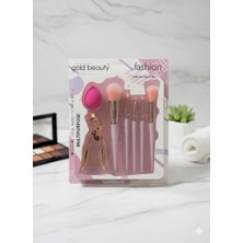 Uravas Store Gold Beauty Kirpik Kıvırıcı ve Makyaj Süngeri Hediyeli 7 Parça Makyaj Fırçası