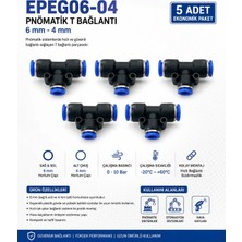 Firetech EPEG06-04 Pnömatik Epeg Yükseltici Düşürücü Tee 6 mm - 4 mm (5 Adet)