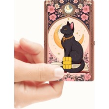 Huggy Craft Siyah Kedi ve Ay Temalı Mistik Dekoratif Kredi ve Banka Kartı Kaplama Sticker