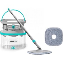 Esranın Dünyası Smarter Aqua Max Özel Seri Şeffaf Temiz&kirli Suyu Ayırma Çift Kova Yedekli Temizlik Seti Mop Paspas