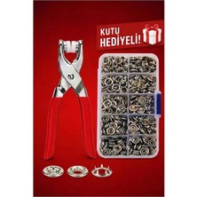 Tasarım Evi Paslanmaz Çelik Çıtçıt ve Pense Seti Metal Çıt Çıt Makinesi Kırmızı Renkli Dayanıklı Malzeme Türkiye Menşeli