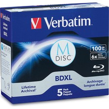 Esranın Dünyası Verbatim 98913 M-Dısc Bd-R Xl 100GB/1-4X, Jewelcase (5 Disk), Mavi
