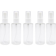 Esranın Dünyası Promosyonca Şeffaf Plastik Sprey Şişe, Beyaz Pompalı, 50 Ml, 5 Adet
