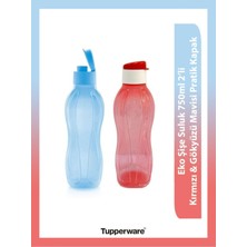 Esranın Dünyası Tupperware Eco Şişe Suluk 750 ml 2li Mavi Kırmızı