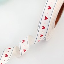 Esranın Dünyası Bimotif Pamuk Şerit, Kalp, 1.5 cm 5 Metre