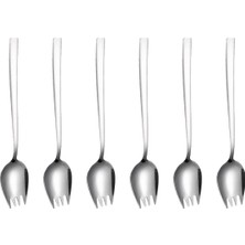 Esranın Dünyası Çelik 6 Adet Silver Çatallı Kaşık Sofra Salata Tatlı Meyve Çatalı CIN751BY-6