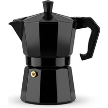 Esranın Dünyası Deconox Siyah Moka Pot 3 Fincanlık Moka Kahve Cezvesi, 180 ml Alüminyum Espresso Demliği, Ocak Üstü Kahve Yapıcı, Gazlı Elektrikli ve Seramik Ocak Uyumlu, 9X12X17 cm