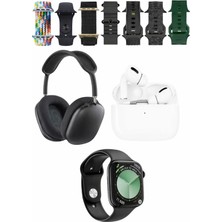 Karler Bass K32 Kombo 7 Adet Kordon Akıllı Saat Airpods Kulaklık Kafa Üstü Kablosuz Kulaklık Set