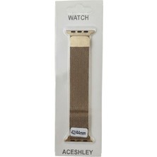 Tepelina Apple Watch Metal Hasır Mıknatıslı Kordon 42/44 mm Uyumlu Örme Zincir
